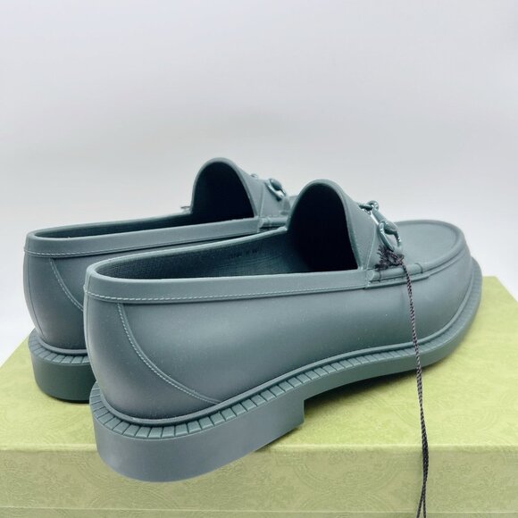 GUCCI Enameled Horsebit Loafer Dark Green Rubber Mens Size UK 11 US 11.5 - Picture 8 of 15
